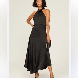 NWT Ted Baker Elegant Black Satin Halter Dress Sz US 14 Or Ted Sz 6